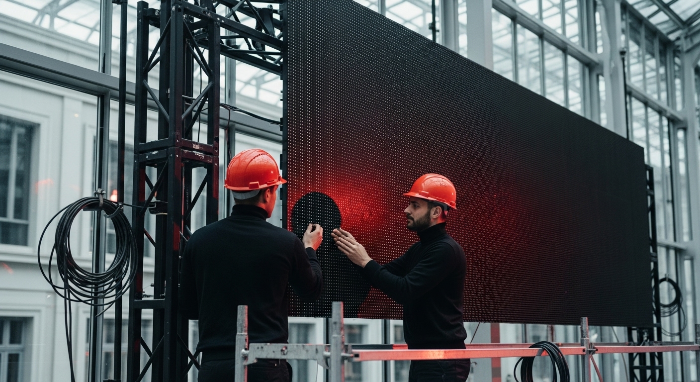 Instalação de painéis de LED